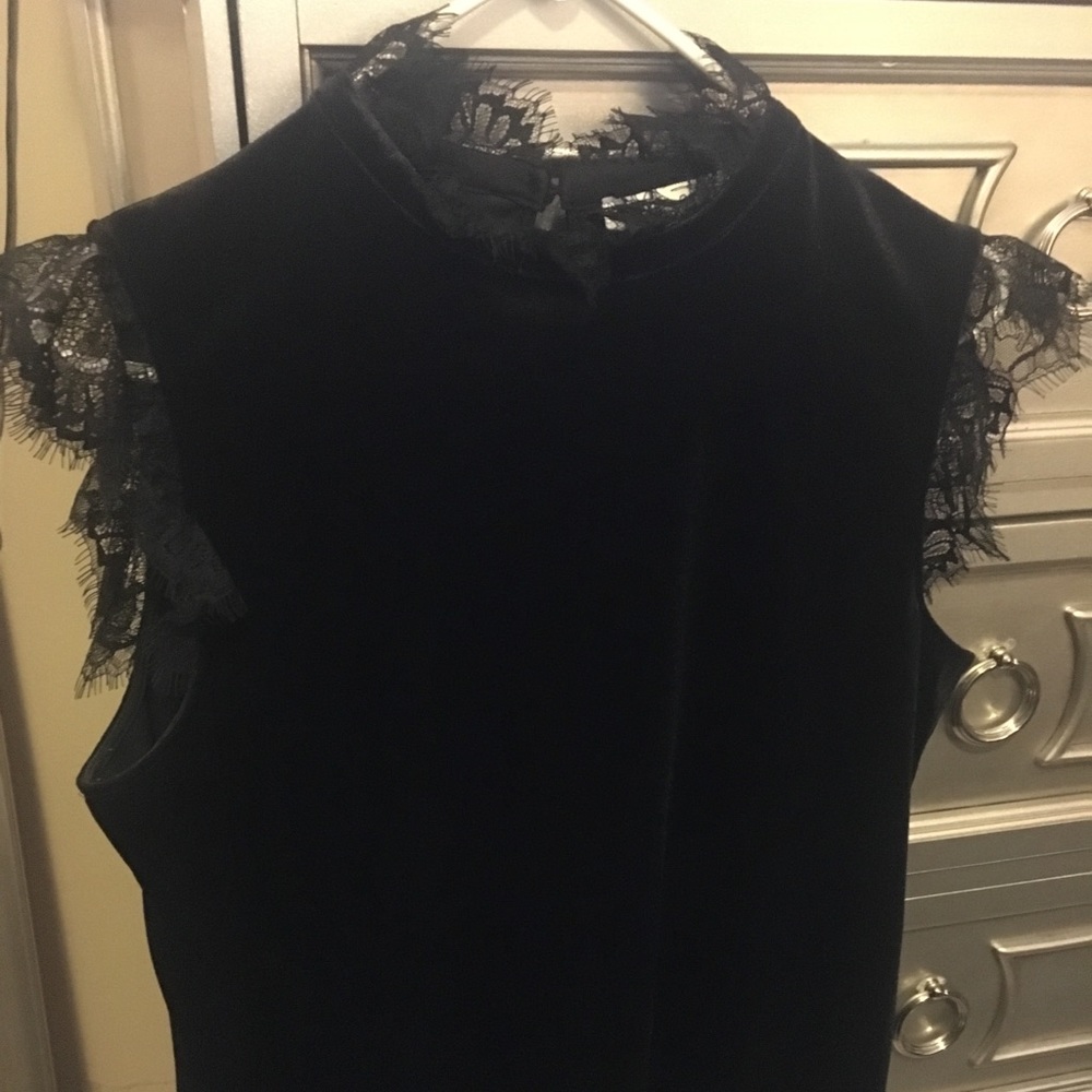 Black velvet and lace shirt